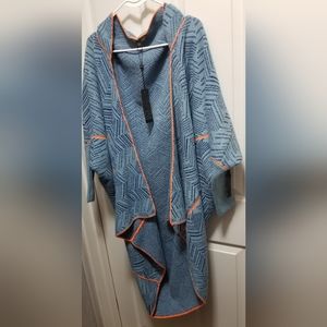 Maxsport blue orange cardigan size large/extra large bat wing style sleeve